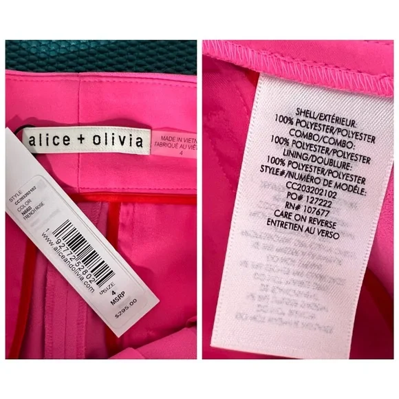 Alice + Olivia Dylan High Waisted Wide Leg Pink Pant - Picture 9 of 12